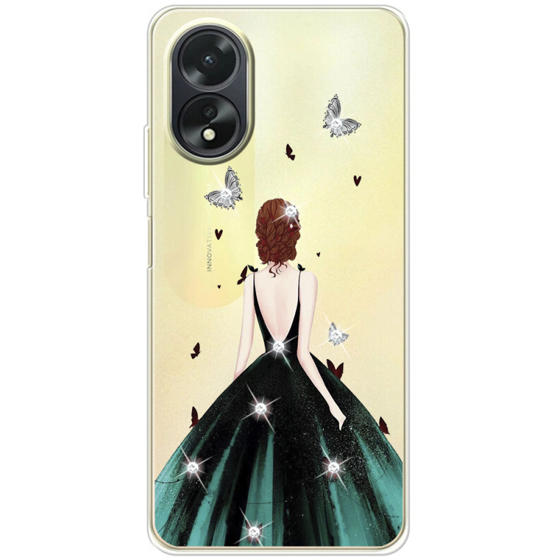 Чехол со стразами OPPO A18 4G Girl in the green dress