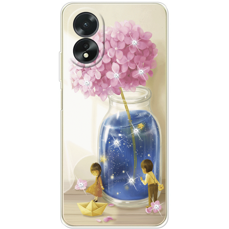 Чехол со стразами OPPO A18 4G Little Boy and Girl