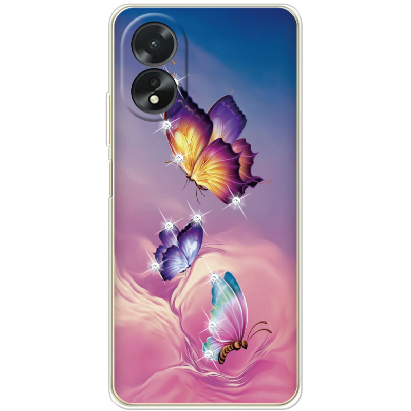 Чехол со стразами OPPO A18 4G Butterflies