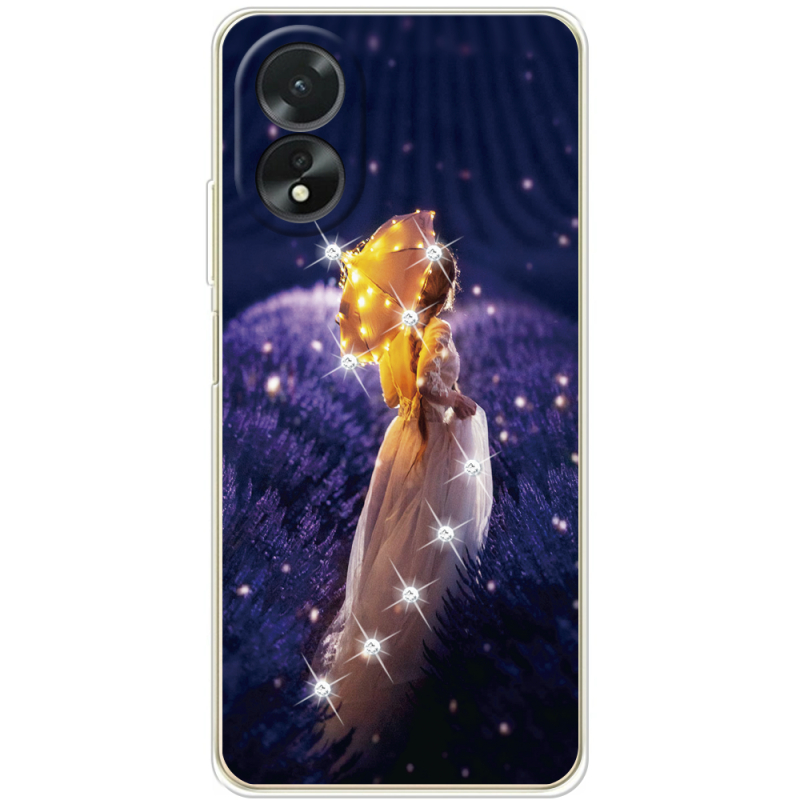 Чехол со стразами OPPO A18 4G Girl with Umbrella