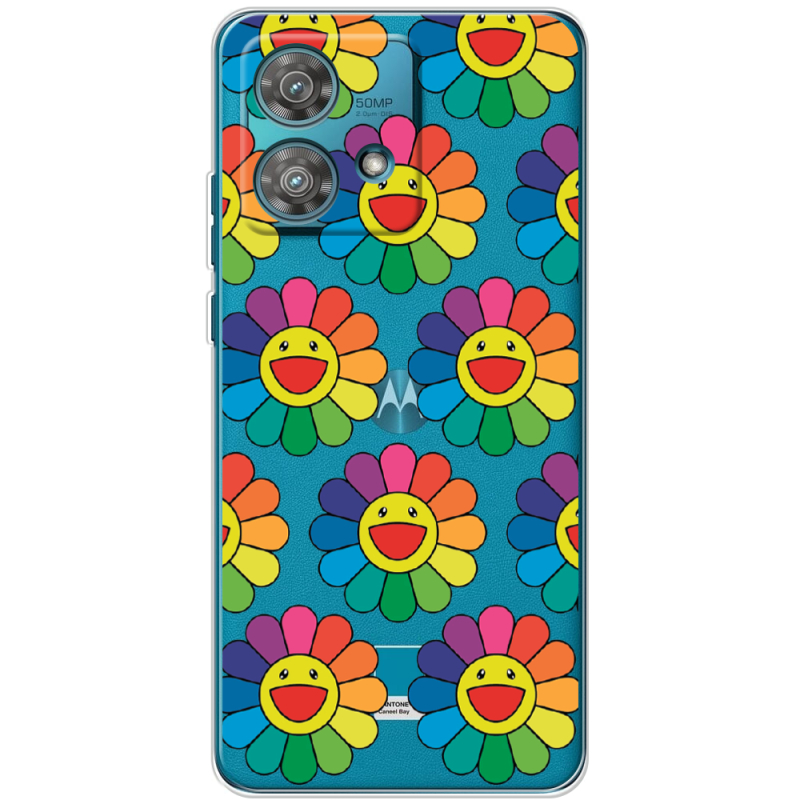 Прозрачный чехол BoxFace Motorola Edge 40 Neo Hippie Flowers