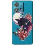 Чехол со стразами Motorola Edge 40 Neo Cat in Flowers