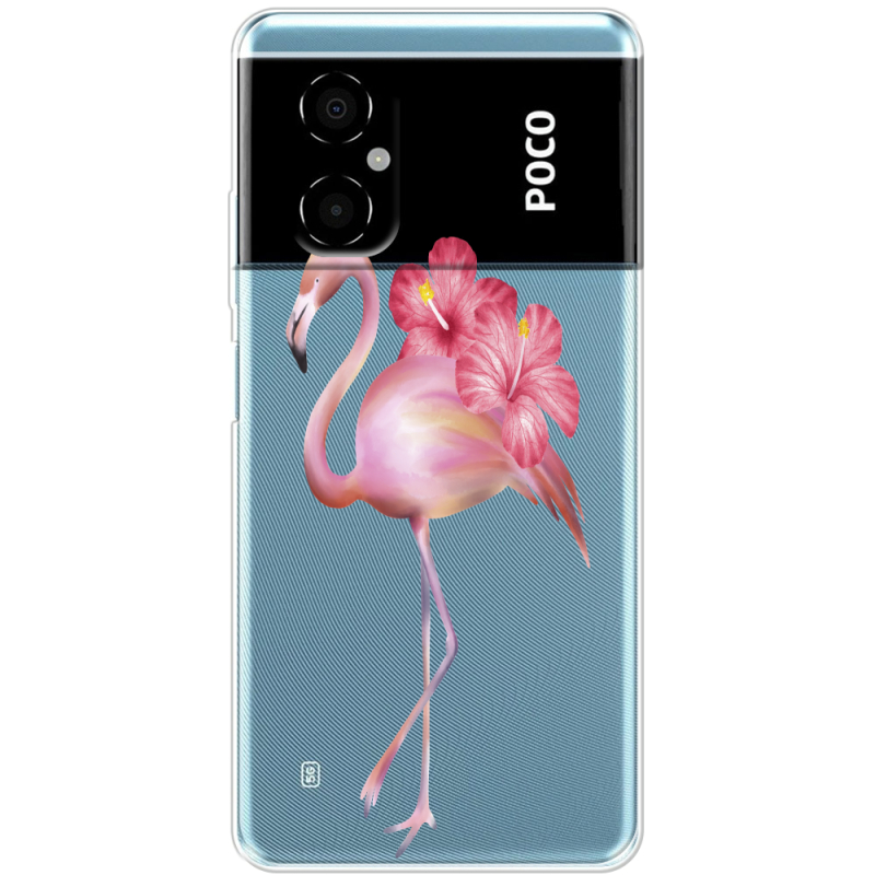 Прозрачный чехол BoxFace Xiaomi Poco M4 5G Floral Flamingo