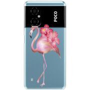 Прозрачный чехол BoxFace Xiaomi Poco M4 5G Floral Flamingo