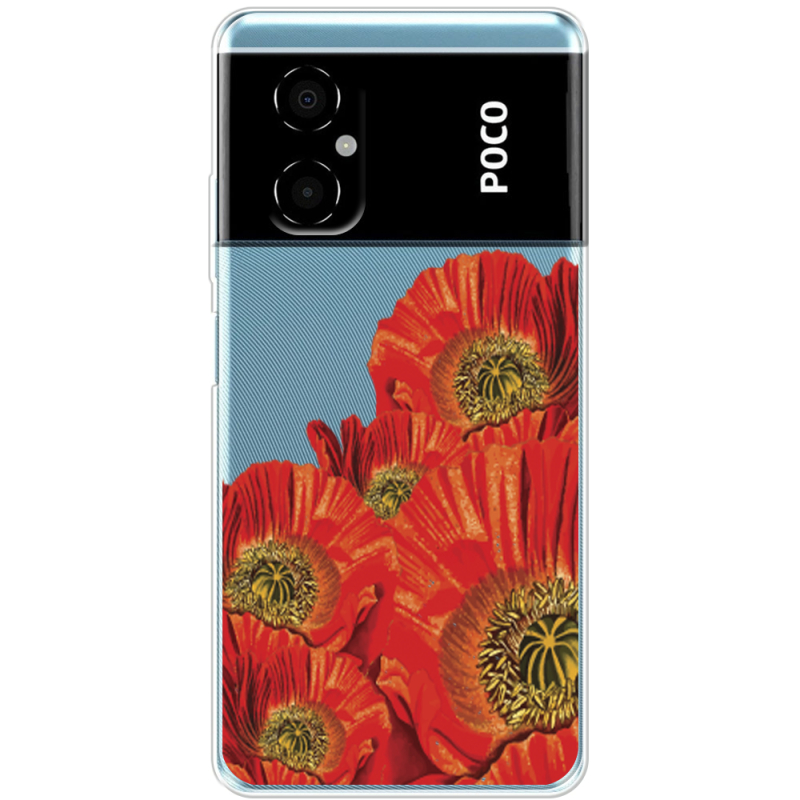 Прозрачный чехол BoxFace Xiaomi Poco M4 5G Red Poppies