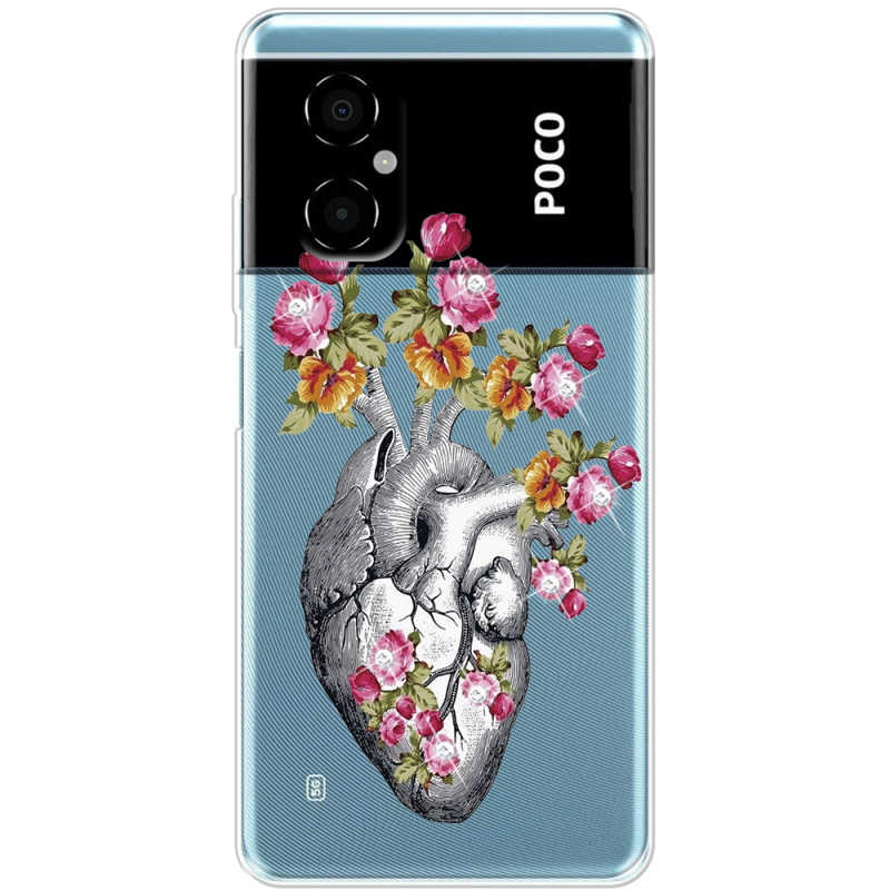 Чехол со стразами BoxFace Xiaomi Poco M4 5G Heart