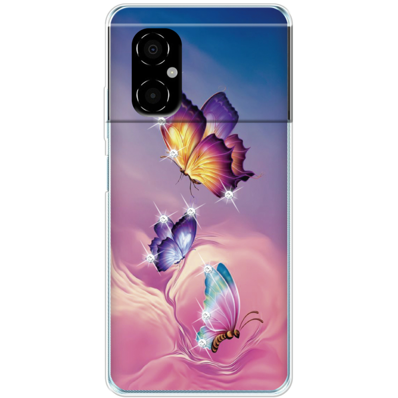 Чехол со стразами BoxFace Xiaomi Poco M4 5G Butterflies