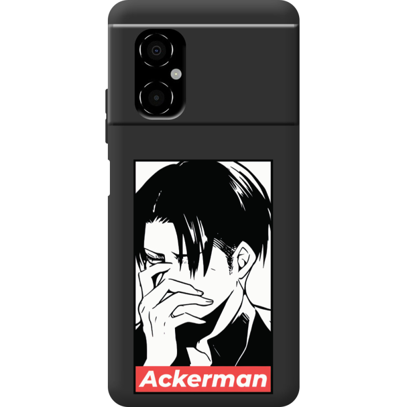 Черный чехол BoxFace Poco M4 5G Attack On Titan - Ackerman