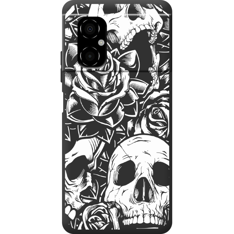 Черный чехол BoxFace Poco M4 5G Skull and Roses