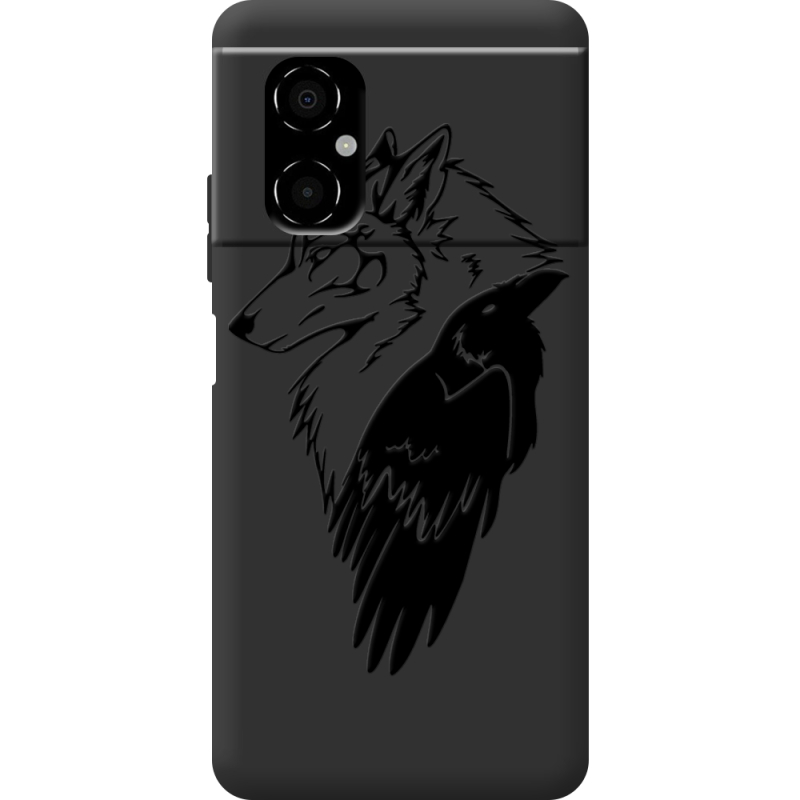 Черный чехол BoxFace Poco M4 5G Wolf and Raven