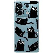 Прозрачный чехол BoxFace Xiaomi Redmi Note 13 Pro 5G с 3D-глазками Black Kitty