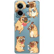 Прозрачный чехол BoxFace Xiaomi Redmi Note 13 Pro 5G с 3D-глазками Pug