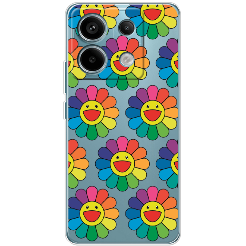 Прозрачный чехол BoxFace Xiaomi Redmi Note 13 Pro 5G Hippie Flowers