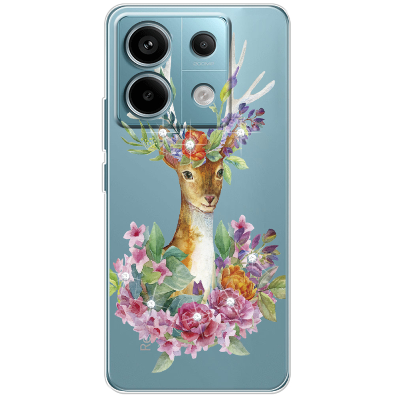 Чехол со стразами BoxFace Xiaomi Redmi Note 13 Pro 5G Deer with flowers