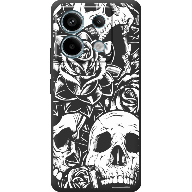 Черный чехол BoxFace Xiaomi Redmi Note 13 Pro 5G Skull and Roses