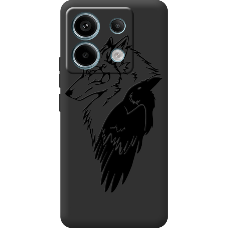 Черный чехол BoxFace Xiaomi Redmi Note 13 Pro 5G Wolf and Raven