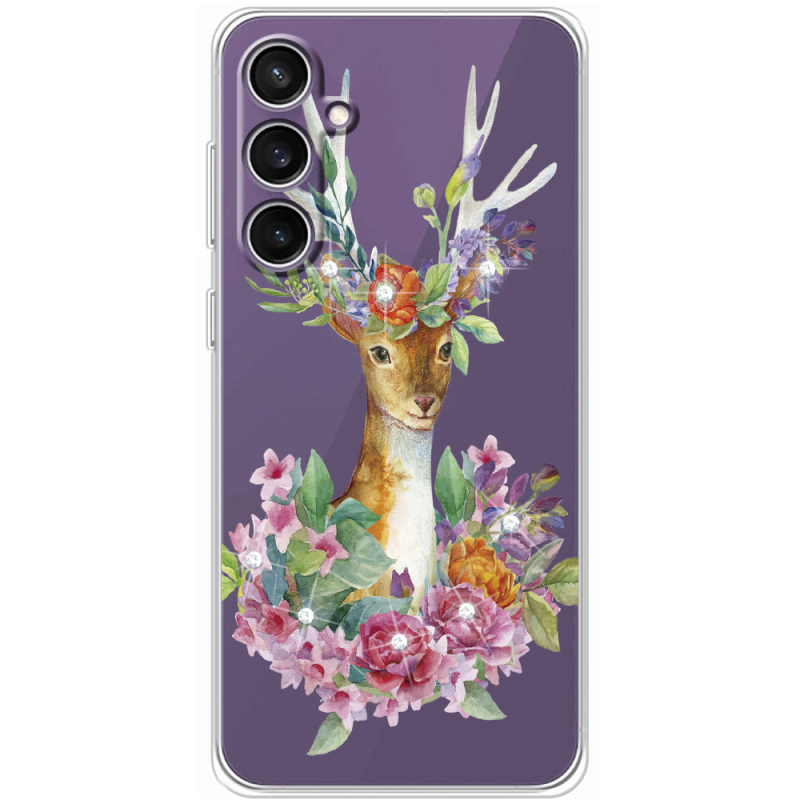 Чехол со стразами Samsung Galaxy S23 FE (S711) Deer with flowers