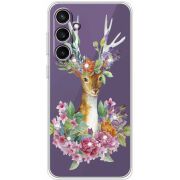 Чехол со стразами Samsung Galaxy S23 FE (S711) Deer with flowers