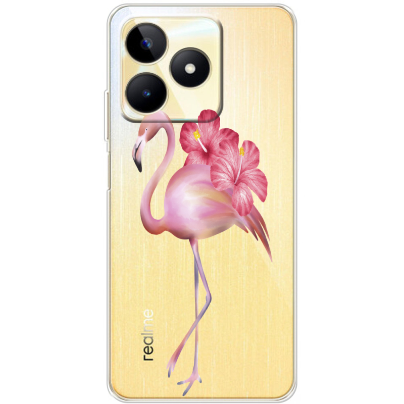 Прозрачный чехол BoxFace Realme C51 Floral Flamingo