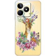 Чехол со стразами Realme C51 Deer with flowers