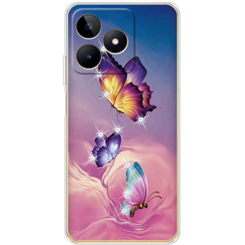 Чехол со стразами Realme C51 Butterflies