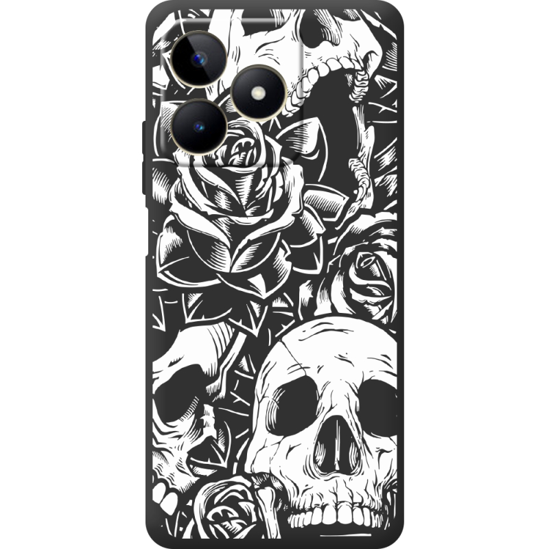 Черный чехол BoxFace Realme C51 Skull and Roses