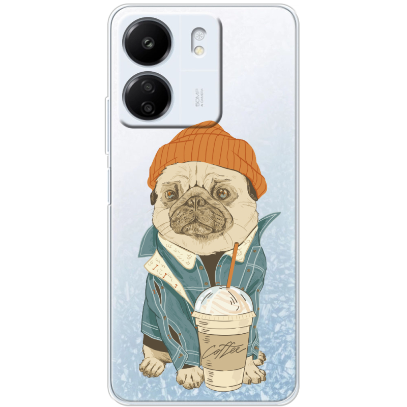 Прозрачный чехол BoxFace Xiaomi Redmi 13C Dog Coffeeman