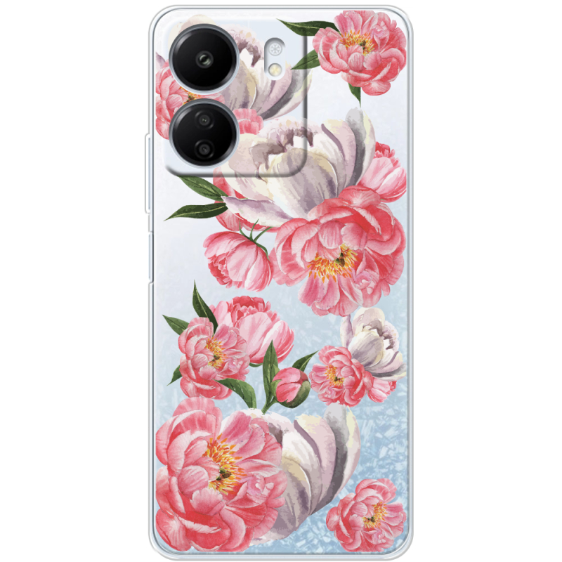 Прозрачный чехол BoxFace Xiaomi Redmi 13C Peony Watercolor Style