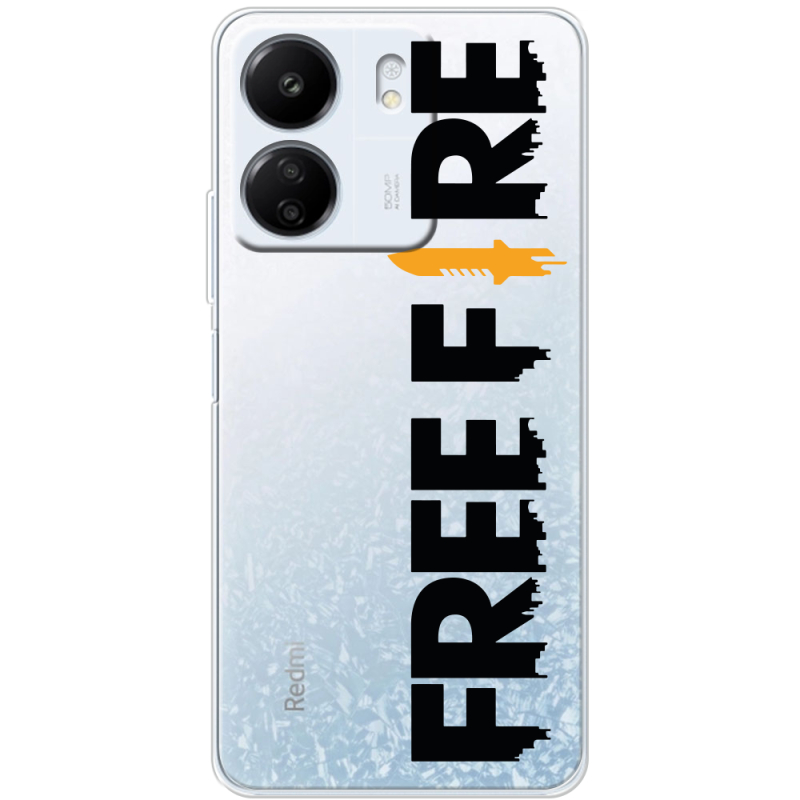 Прозрачный чехол BoxFace Xiaomi Redmi 13C Free Fire Black Logo