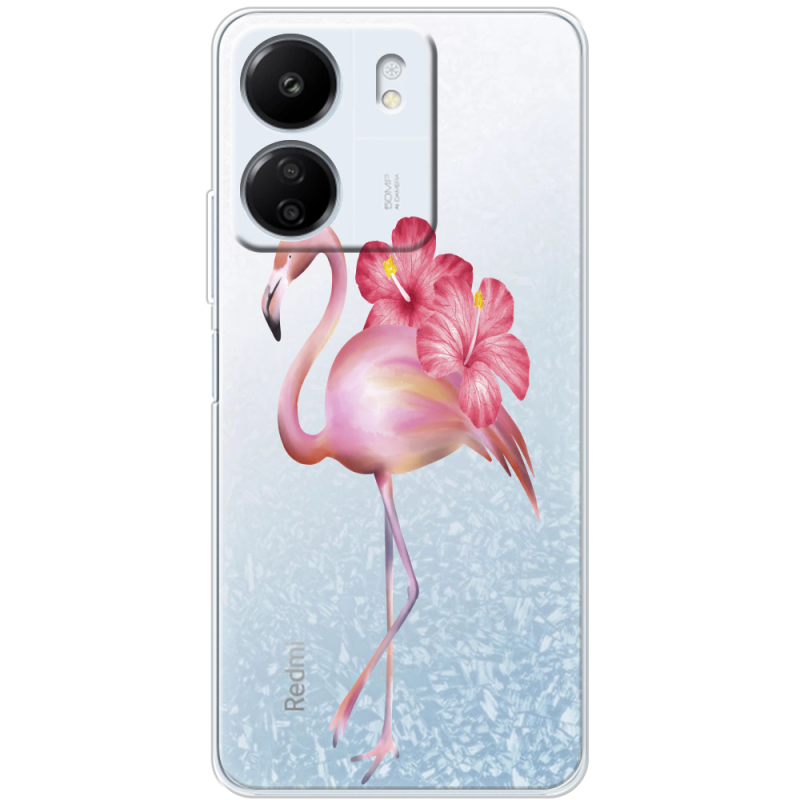 Прозрачный чехол BoxFace Xiaomi Redmi 13C Floral Flamingo