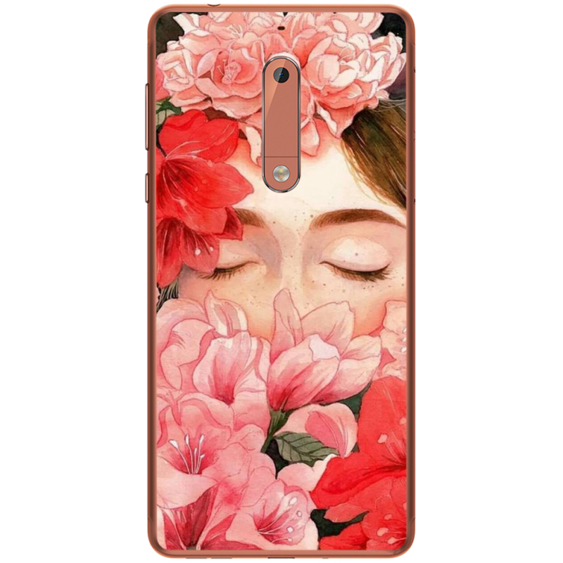 Чехол Uprint Nokia 5 Girl in Flowers