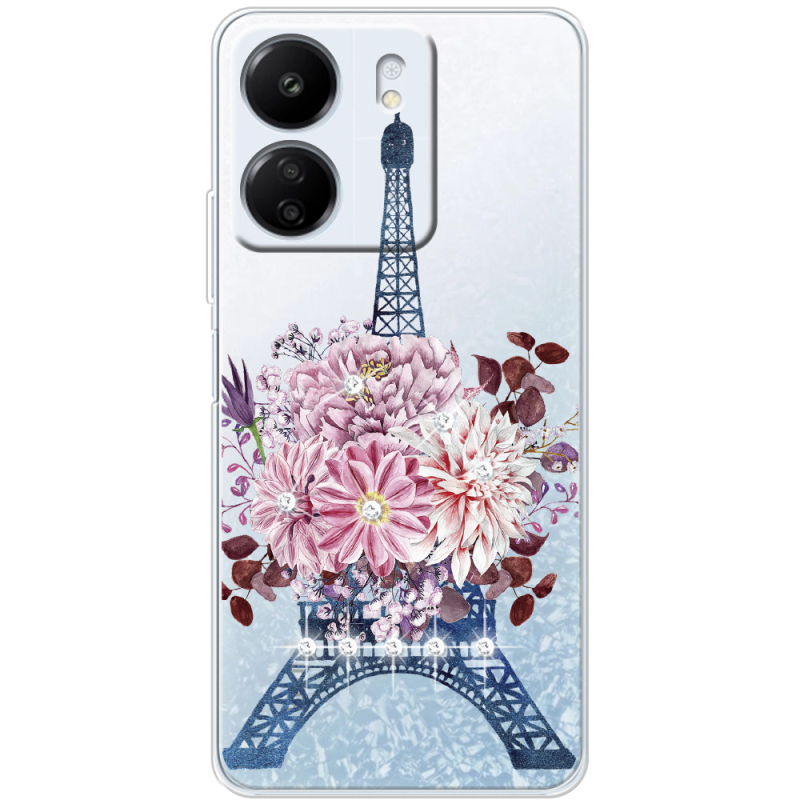 Чехол со стразами Xiaomi Redmi 13C Eiffel Tower