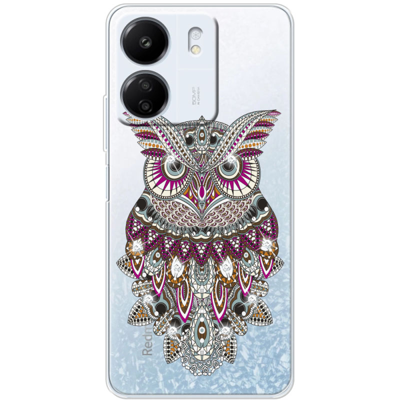 Чехол со стразами Xiaomi Redmi 13C Owl