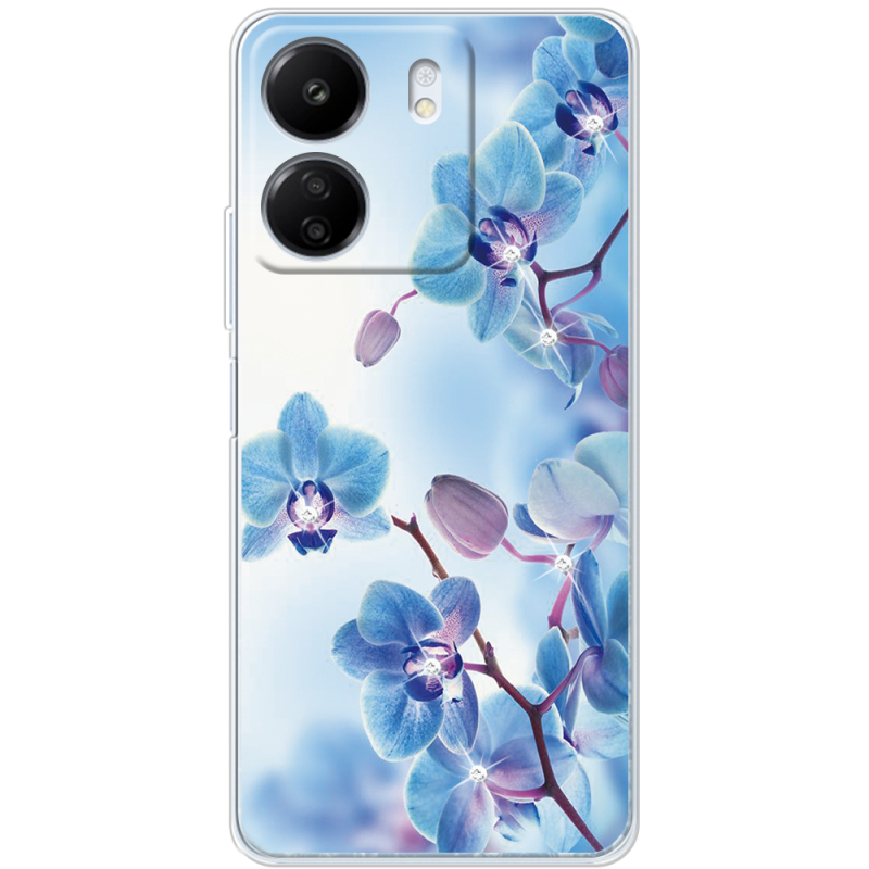 Чехол со стразами Xiaomi Redmi 13C Orchids