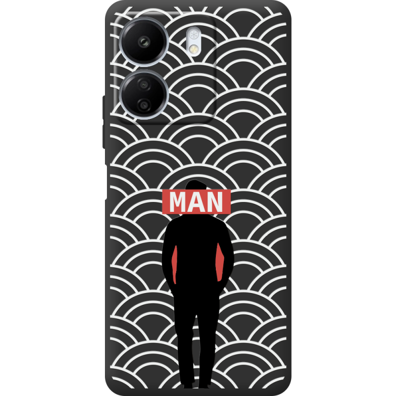 Черный чехол BoxFace Xiaomi Redmi 13C Man Pattern