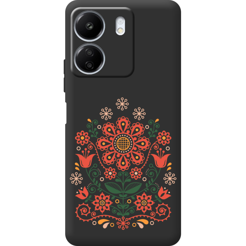 Черный чехол BoxFace Xiaomi Redmi 13C Ukrainian Ornament