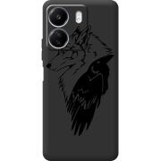 Черный чехол BoxFace Xiaomi Redmi 13C Wolf and Raven