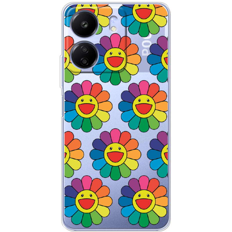 Прозрачный чехол BoxFace Poco C65 Hippie Flowers