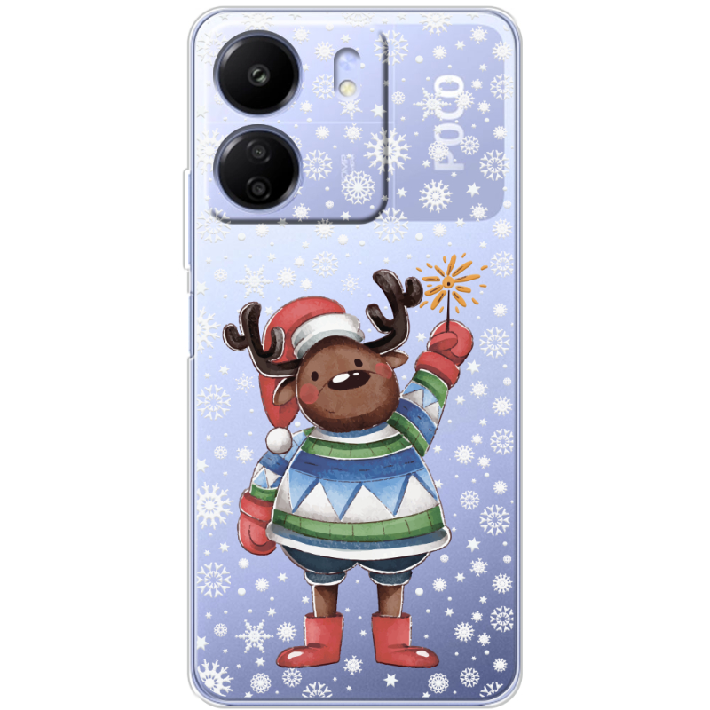 Прозрачный чехол BoxFace Poco C65 Christmas Deer with Snow