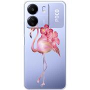Прозрачный чехол BoxFace Poco C65 Floral Flamingo
