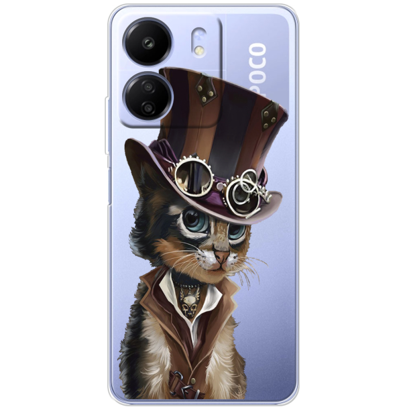 Прозрачный чехол BoxFace Poco C65 Steampunk Cat