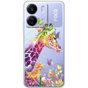 Прозрачный чехол BoxFace Poco C65 Colorful Giraffe