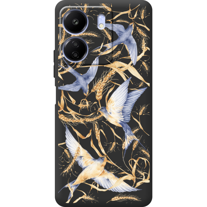 Черный чехол BoxFace Poco C65 Ластівки