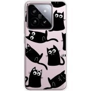 Прозрачный чехол BoxFace Xiaomi 14 с 3D-глазками Black Kitty