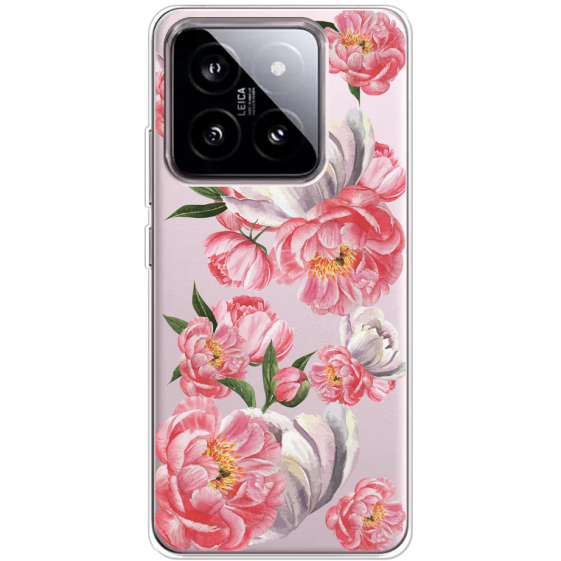 Прозрачный чехол BoxFace Xiaomi 14 Peony Watercolor Style