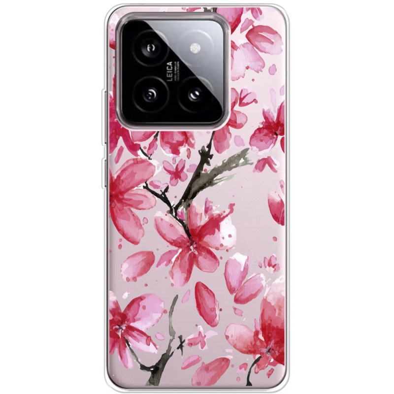 Прозрачный чехол BoxFace Xiaomi 14 Pink Magnolia