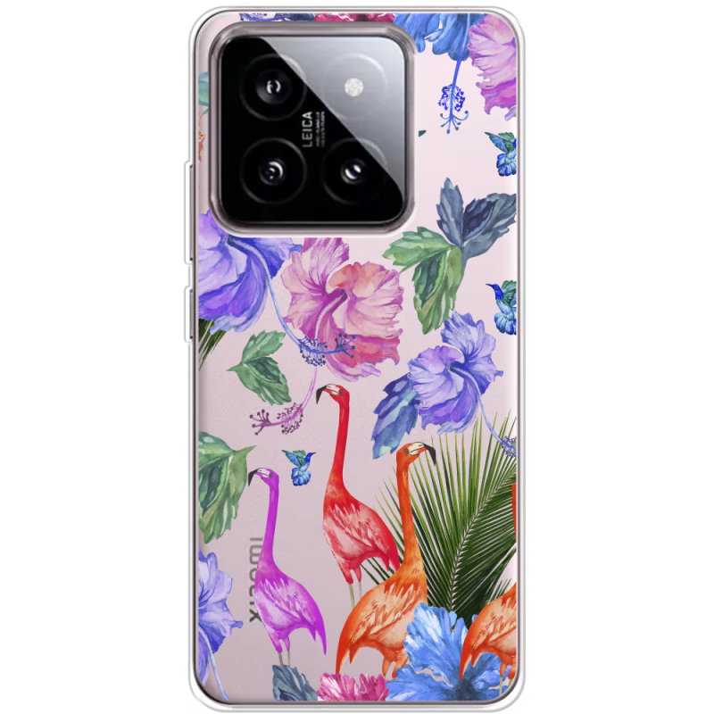 Прозрачный чехол BoxFace Xiaomi 14 Flamingo