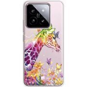 Прозрачный чехол BoxFace Xiaomi 14 Colorful Giraffe