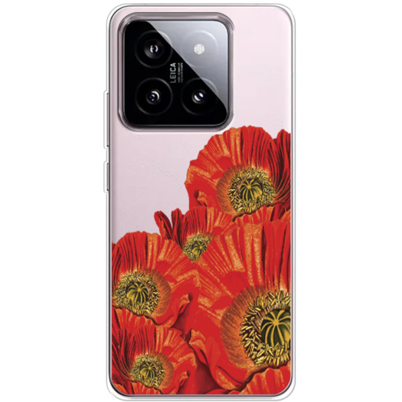 Прозрачный чехол BoxFace Xiaomi 14 Red Poppies