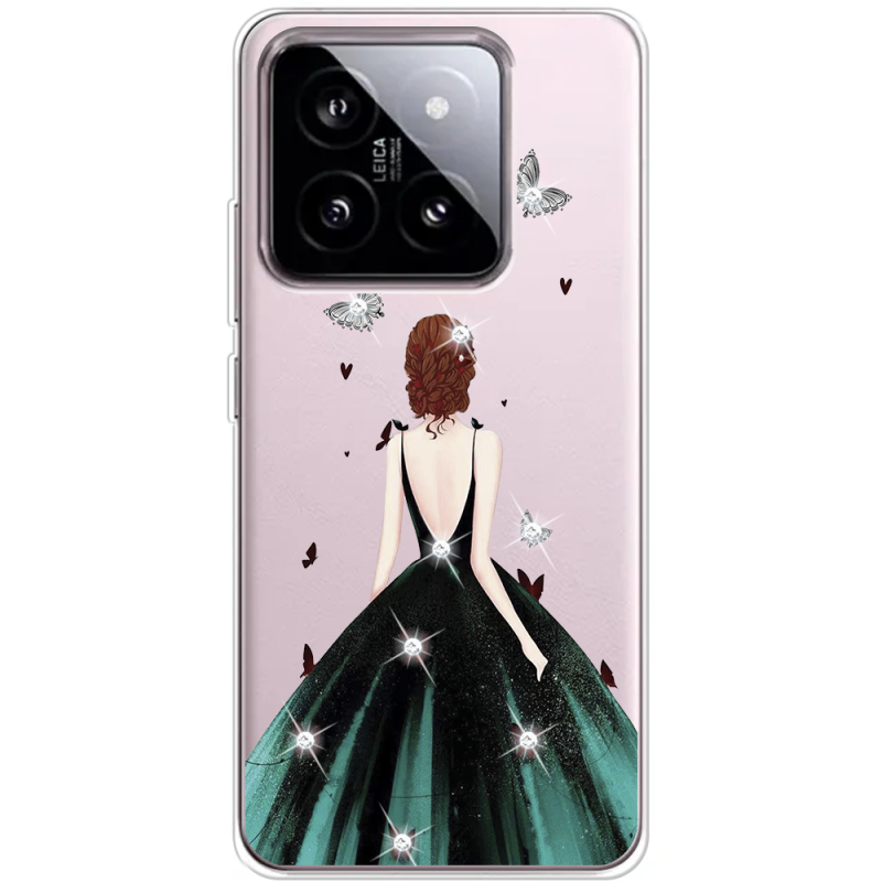 Чехол BoxFace со стразами Xiaomi 14 Girl in the green dress